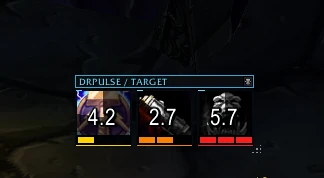 DRPulse target tracker showing three icons with timers of 4.2, 2.7 and 5.7 seconds and yellow, orange and red segments